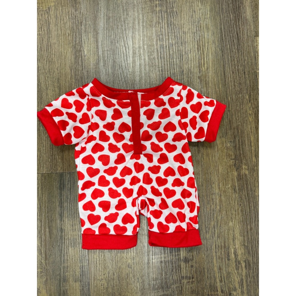 Build-A-Bear Workshop Red White Heart Print Romper Plush Outfit 031266 10/23